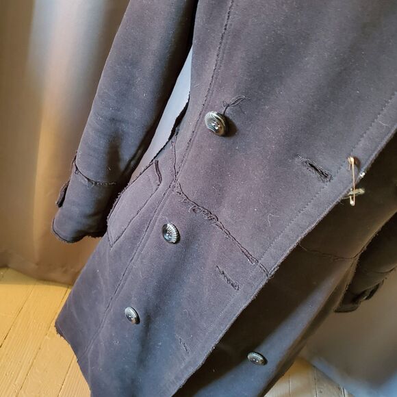 Vintage 90s Black Be Rock Los Angeles Express Long Coat Jacket, S-M - Picture 3 of 16